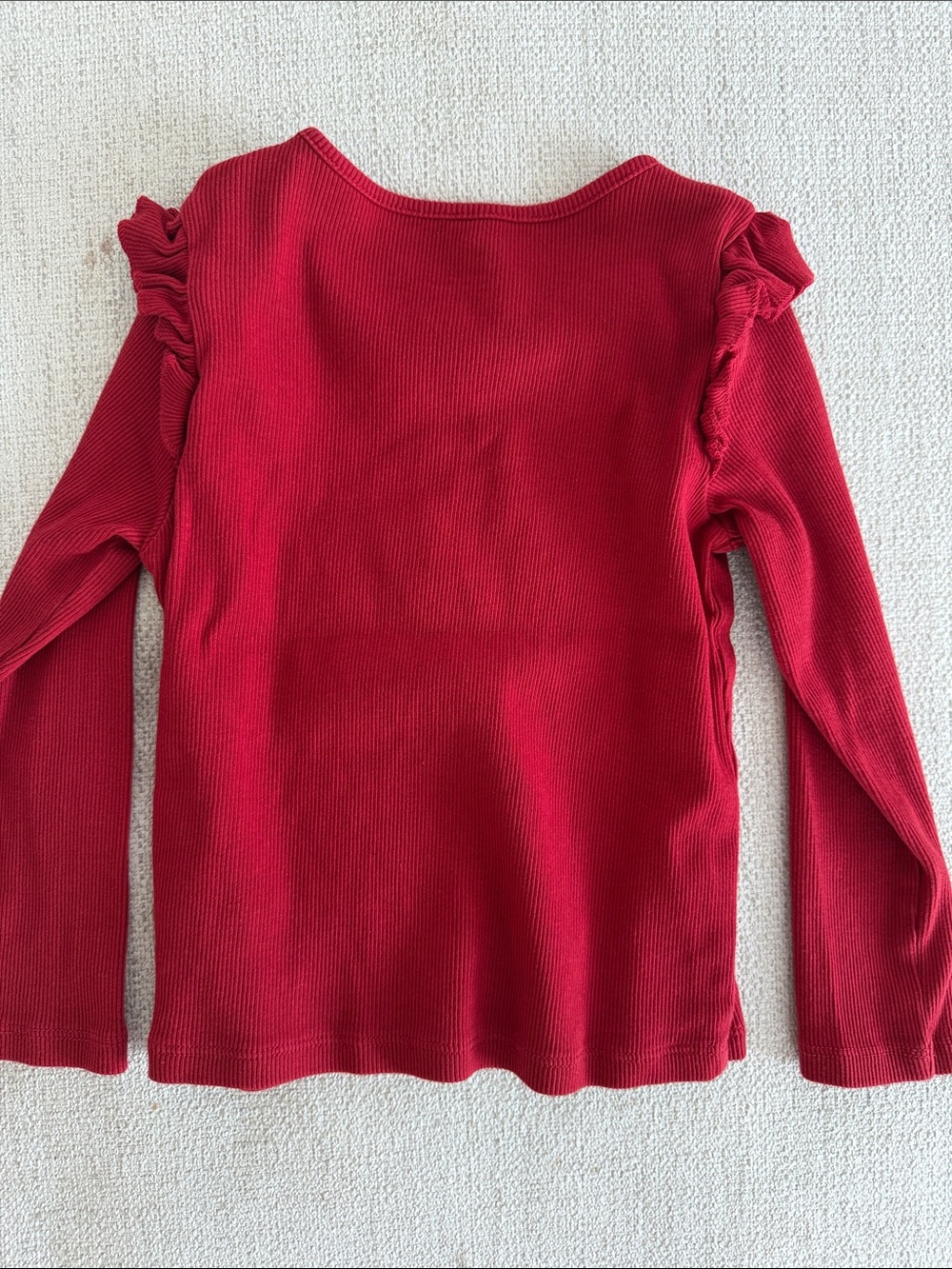 H&M Red Long-Sleeve Ruffle Shoulder Tee - Picture 4 of 4